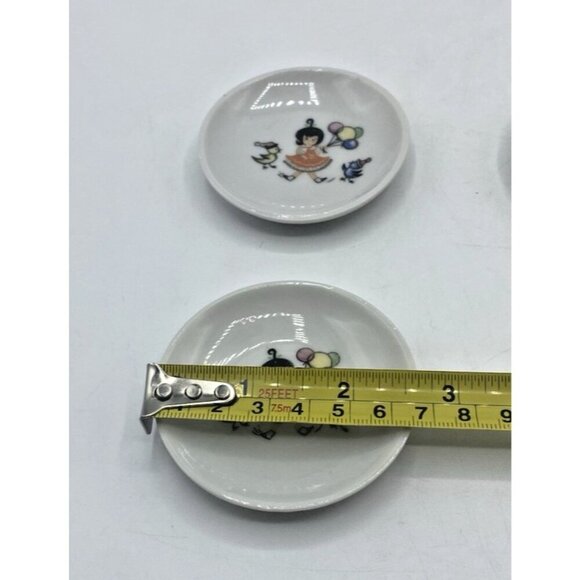 MCM Mini Cup Saucers Little Girl Balloons Birds Mid Century Modern Japan Kuwaii - Picture 9 of 13